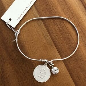 John Wind | Mini Sorority Gal “D” Initial Bangle | Silver Plated | 2.5” Diameter